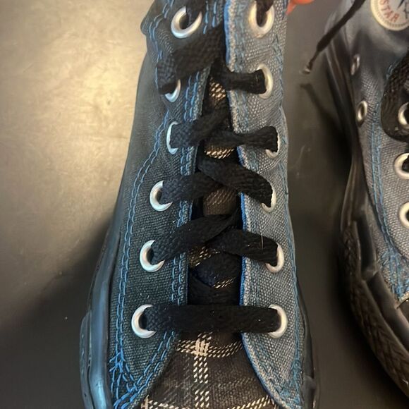 Boys Converse All Star Sneakers size 10.5 Blue/black/camo/plaid - Picture 6 of 11